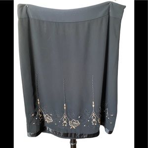 Ann Taylor Loft Size 12 dressy skirt black with gold metallic embroidered